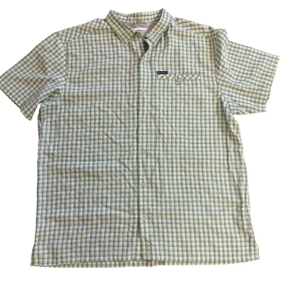 Columbia Men’s Green White Checked Plaid Button Down Shirt 2XL - Picture 7 of 10